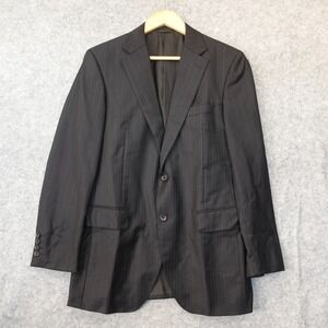 DURBAN LORO PIANA Black Suit Pinstripe‎ Elite Formal 38R M Worsted Wool SLIM Fit